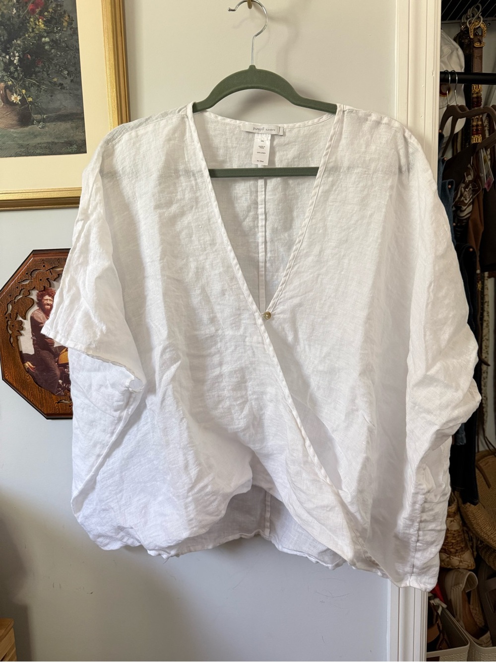 Women’s PureJill Lightweight White Linen Wrap Top
